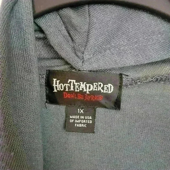 Hot Tempered Don’t Be Afraid Womens 1X Cardigan Embellished Y2K Grunge Graphic - Picture 2 of 9